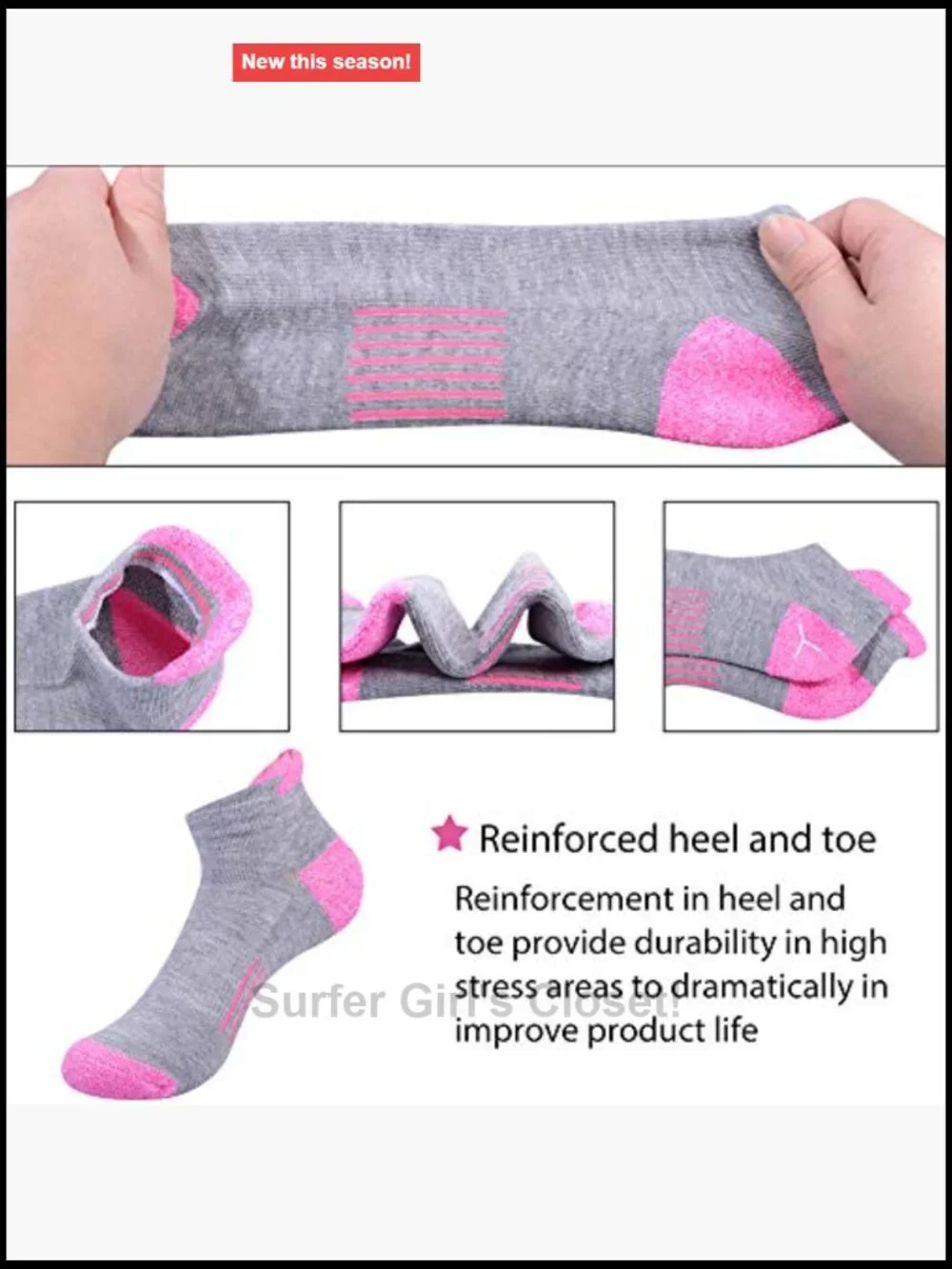 6 Pack Cushioned Ankle Low Cut Athletic Running Socks